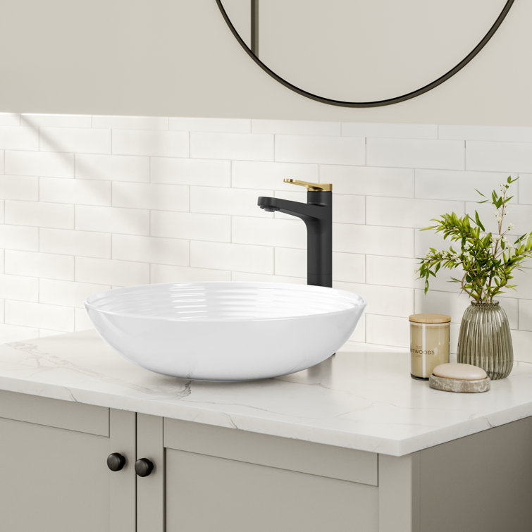 Spot-Free Brushed Brass and Matte Black Vessel Sink Faucet