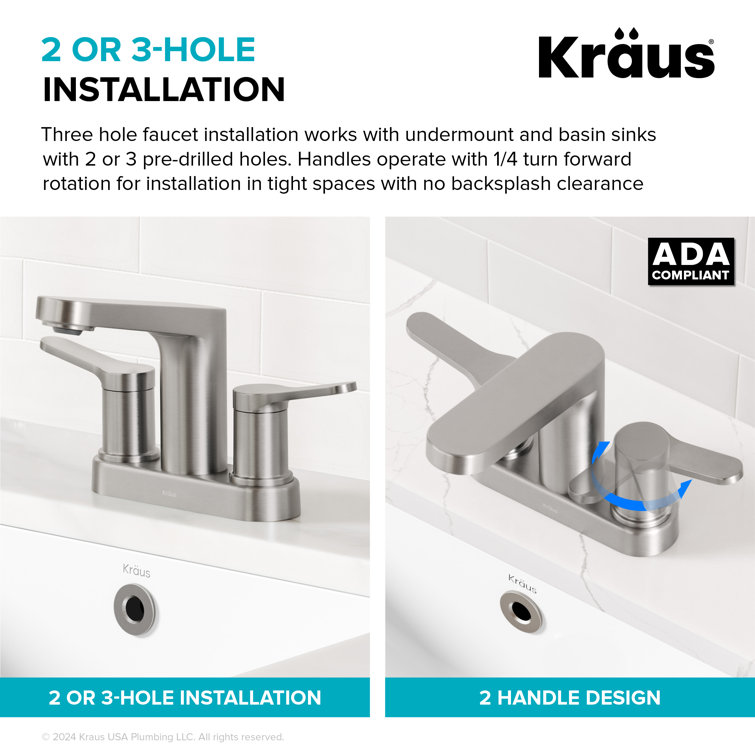 Indy Matte Black Dual Handle Bathroom Faucet with Pop-Up Drain