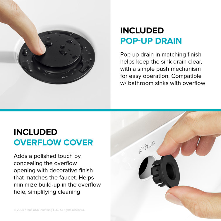 Indy Matte Black Dual Handle Bathroom Faucet with Pop-Up Drain
