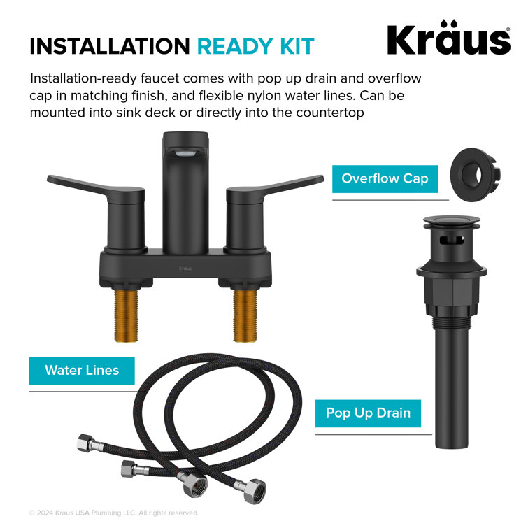 Indy Matte Black Dual Handle Bathroom Faucet with Pop-Up Drain