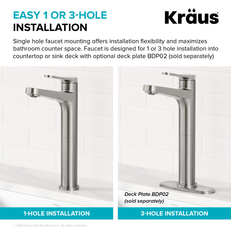 Spot-Free Brushed Brass and Matte Black Vessel Sink Faucet