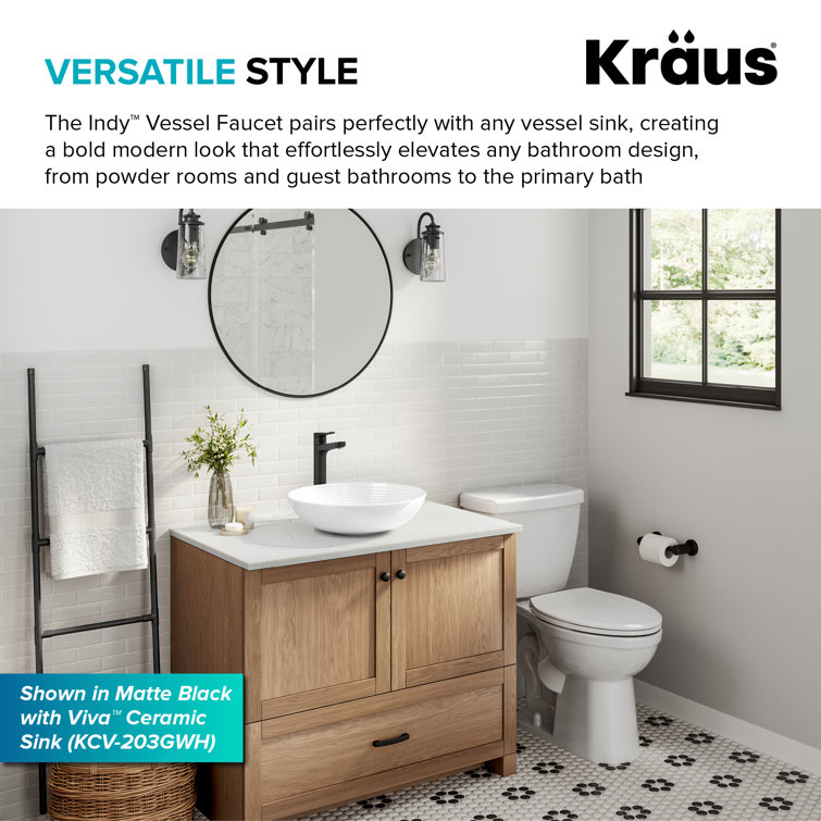 Spot-Free Brushed Brass and Matte Black Vessel Sink Faucet