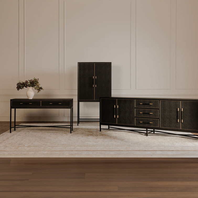 Contemporary Meera 59" Gray and Gold Console Table with Storage
