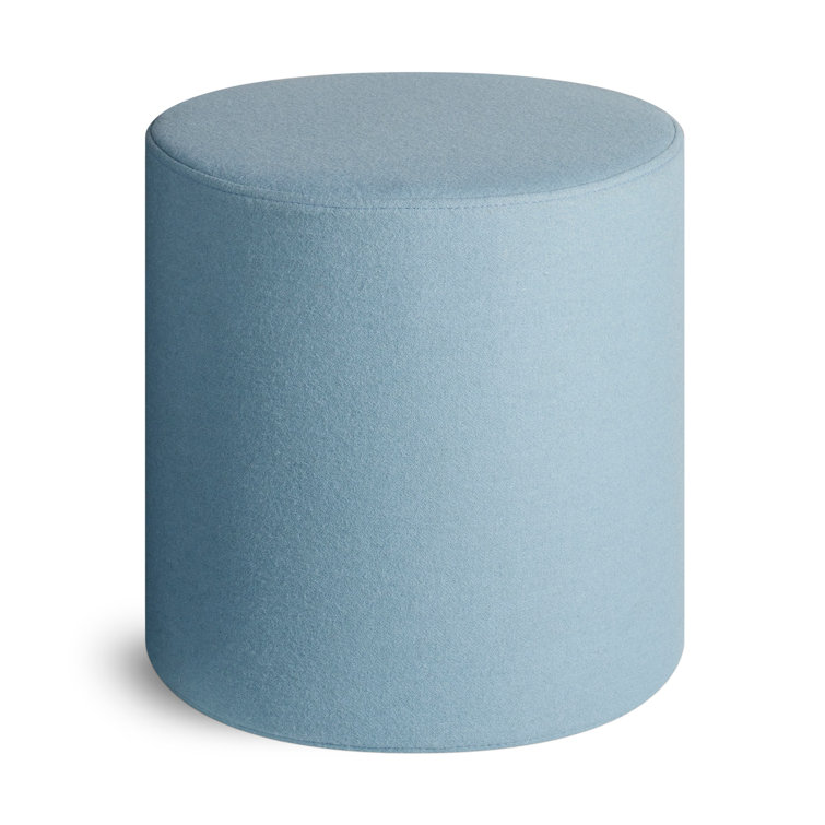 Small Blue Felted Wool Blend Ottoman
