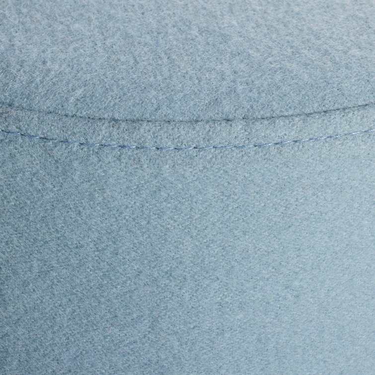 Small Blue Felted Wool Blend Ottoman