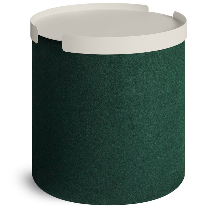Vesper Navy Green Small Felted Wool Blend Ottoman