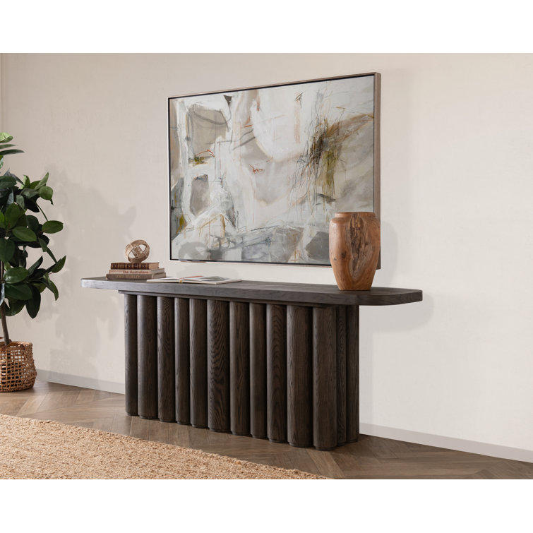 Toasted Brown Oak Wood Rectangular Console Table
