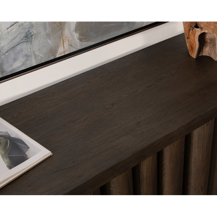 Toasted Brown Oak Wood Rectangular Console Table
