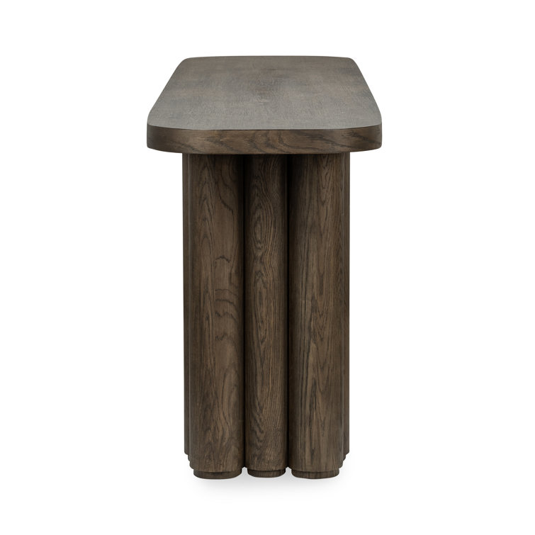 Toasted Brown Oak Wood Rectangular Console Table