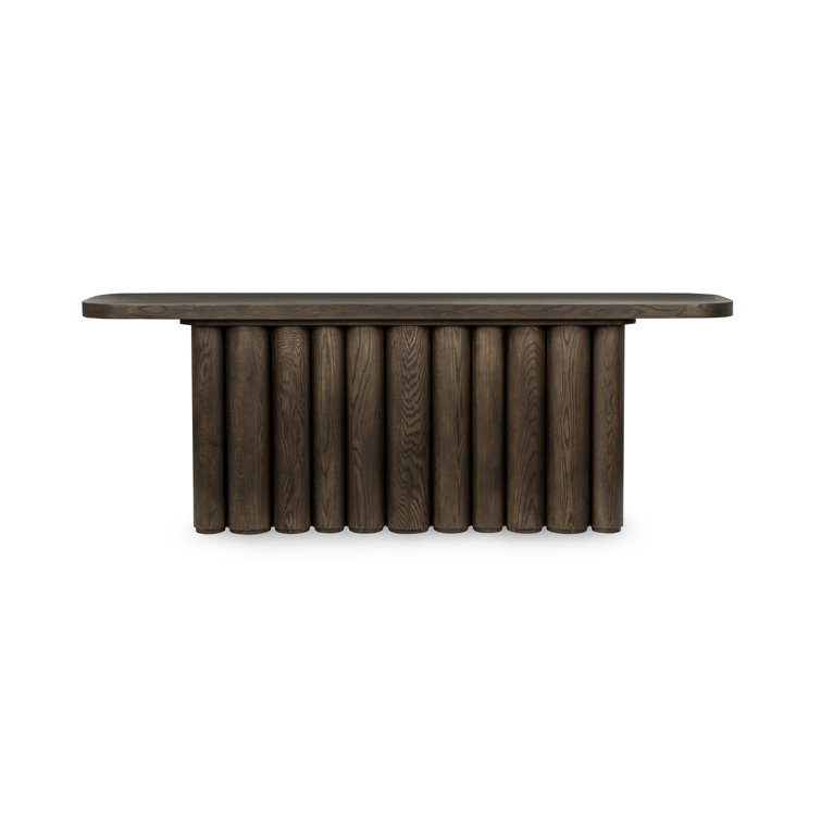 Toasted Brown Oak Wood Rectangular Console Table