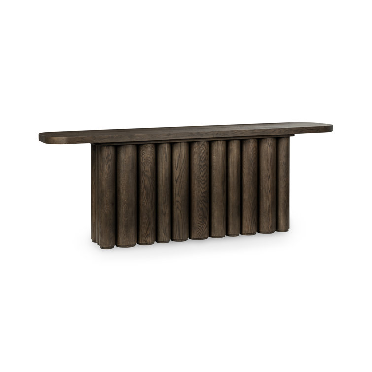 Toasted Brown Oak Wood Rectangular Console Table