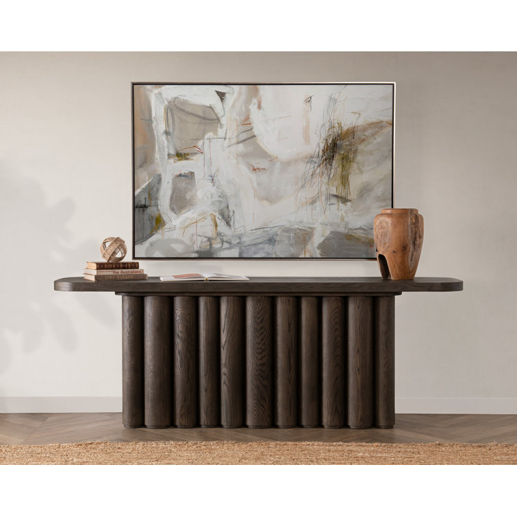 Toasted Brown Oak Wood Rectangular Console Table
