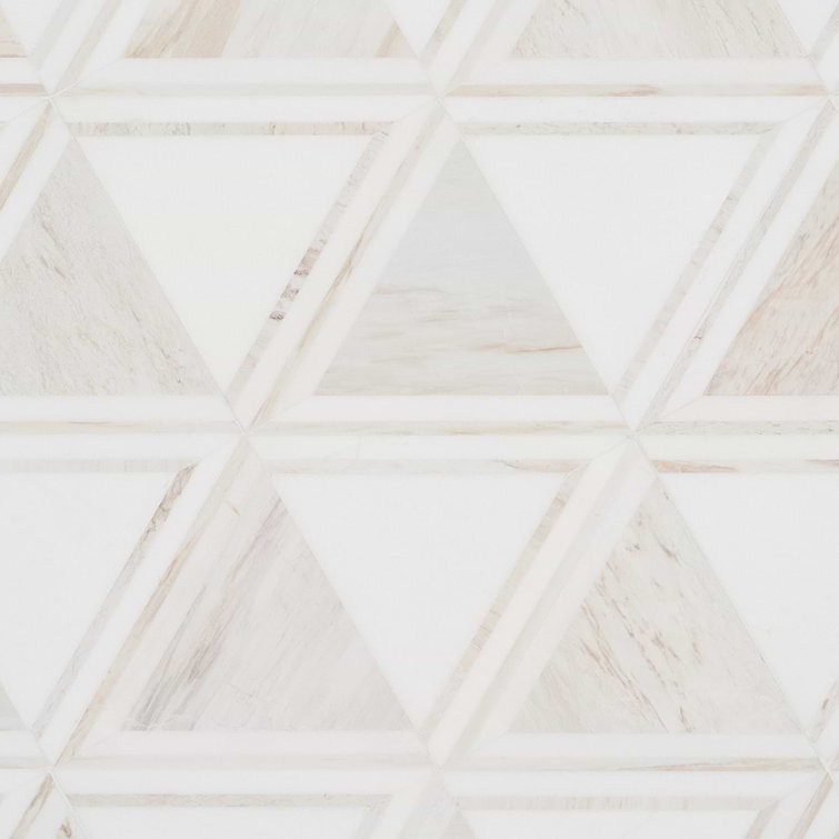 Bernini Beige Polished Porcelain and Marble Mosaic Tile
