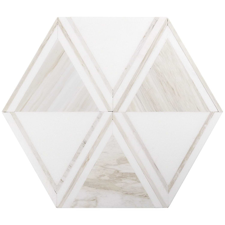 Bernini Beige Polished Porcelain and Marble Mosaic Tile