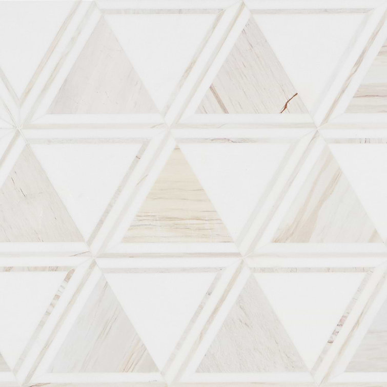 Bernini Beige Polished Porcelain and Marble Mosaic Tile