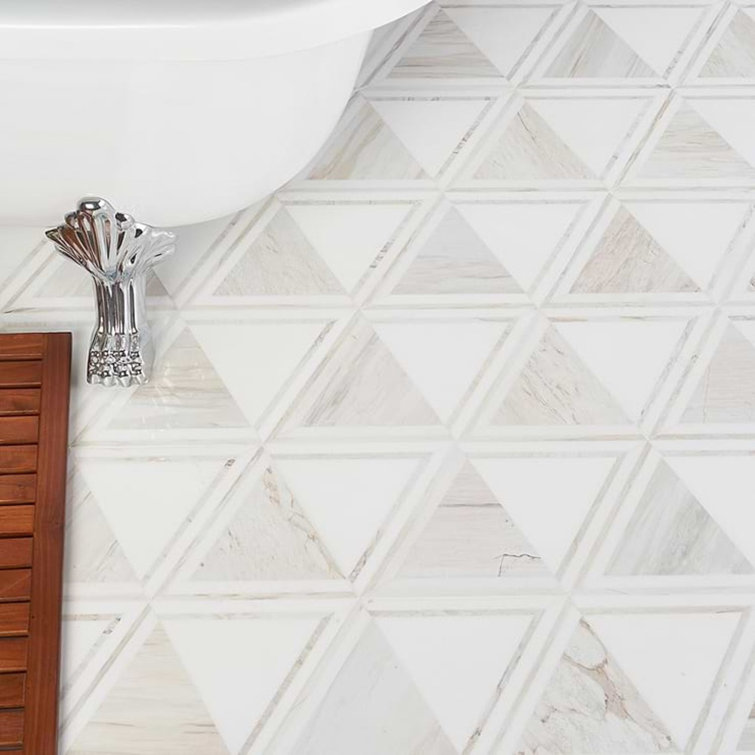 Bernini Beige Polished Porcelain and Marble Mosaic Tile