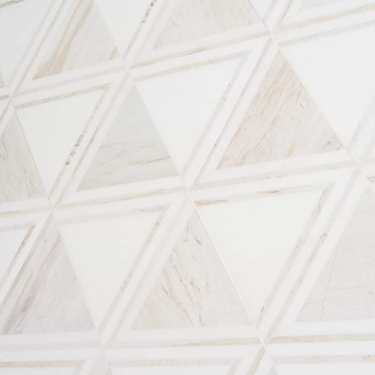 Bernini Beige Polished Porcelain and Marble Mosaic Tile