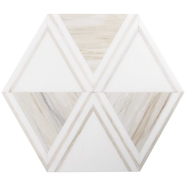 Bernini Beige Polished Porcelain and Marble Mosaic Tile