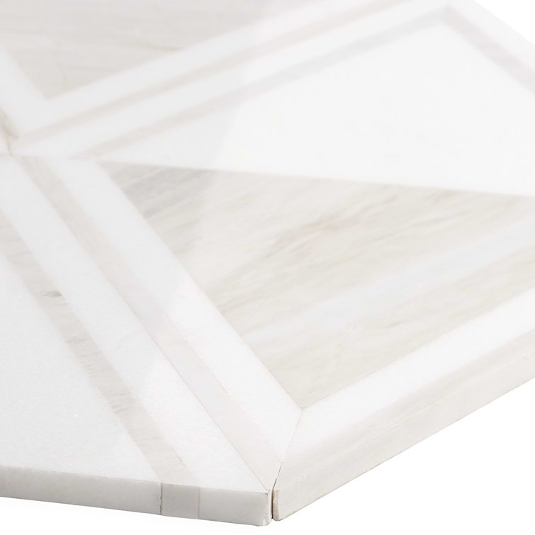 Bernini Beige Polished Porcelain and Marble Mosaic Tile