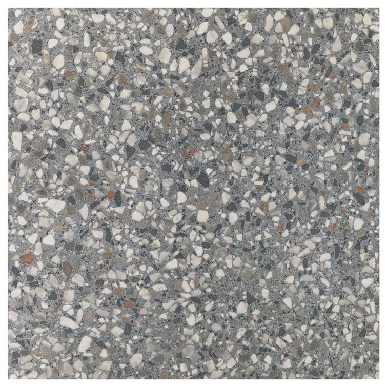 Bryant Charcoal Gray 24" Matte Porcelain Terrazzo Look Tile
