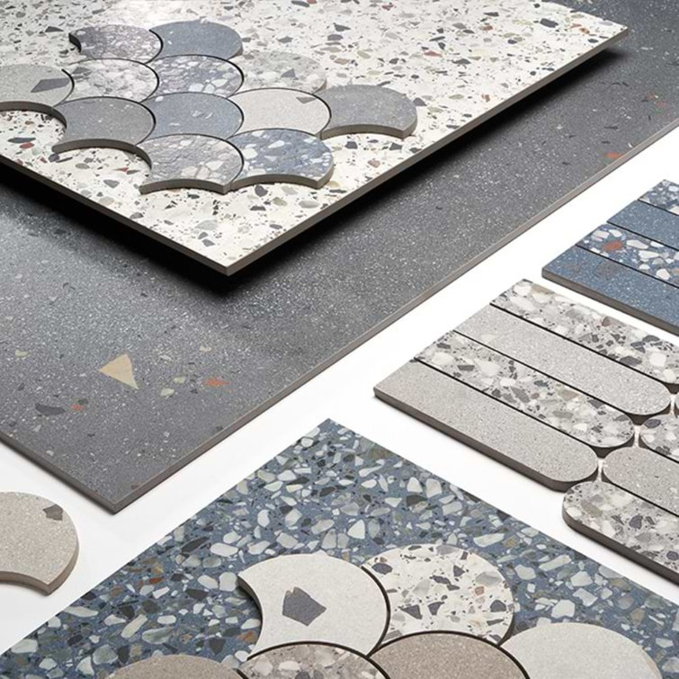 Bryant Charcoal Gray 24" Matte Porcelain Terrazzo Look Tile