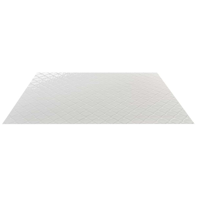 Blanco White Glossy Glass Fishscale Mosaic Wall Tile Sheet