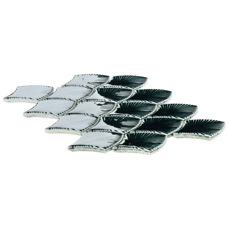 Midnight Blue Polished Glass Fishscale Mosaic Tile 9x12