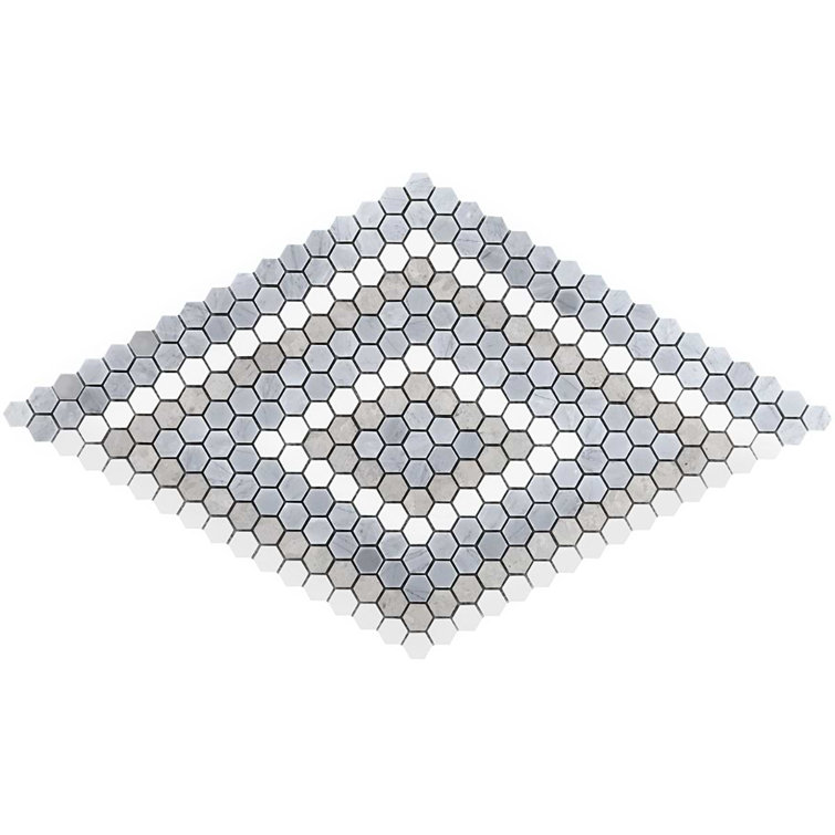 Hyperion Beige and Gray Marble Hexagon Mosaic Tile Sheet