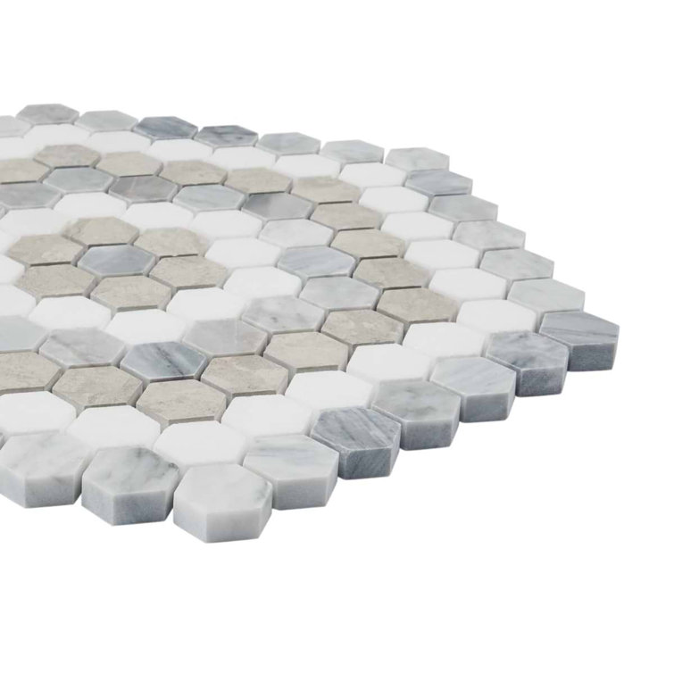 Hyperion Hexagon Polished Marble Mosaic Tile Sheet