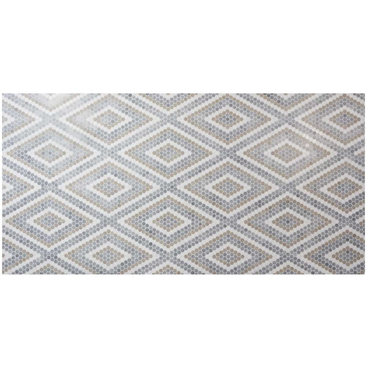 Hyperion Beige and Gray Marble Hexagon Mosaic Tile Sheet