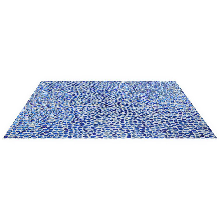 Apollo Pebble 12-in x 12-in Polished Blue Glass Mosaic Wall Tile