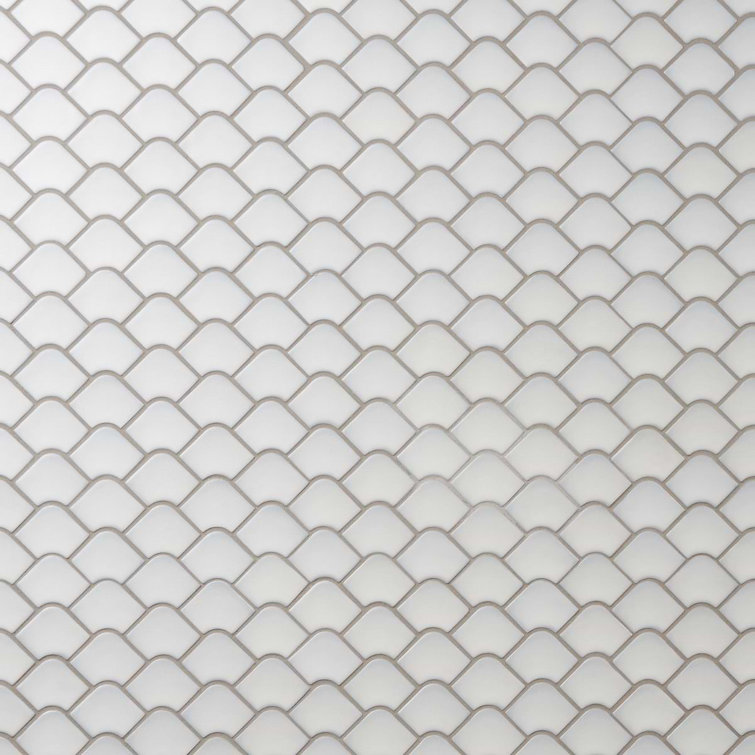 Gray Fish Scale Glass Mosaic Wall Tile 13x13