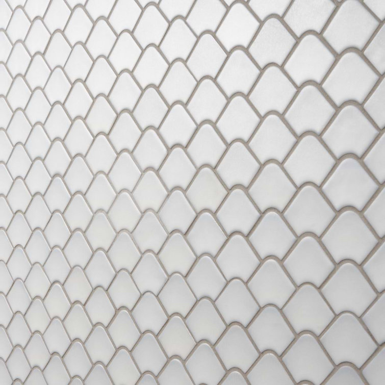 Gray Fish Scale Glass Mosaic Wall Tile 13x13