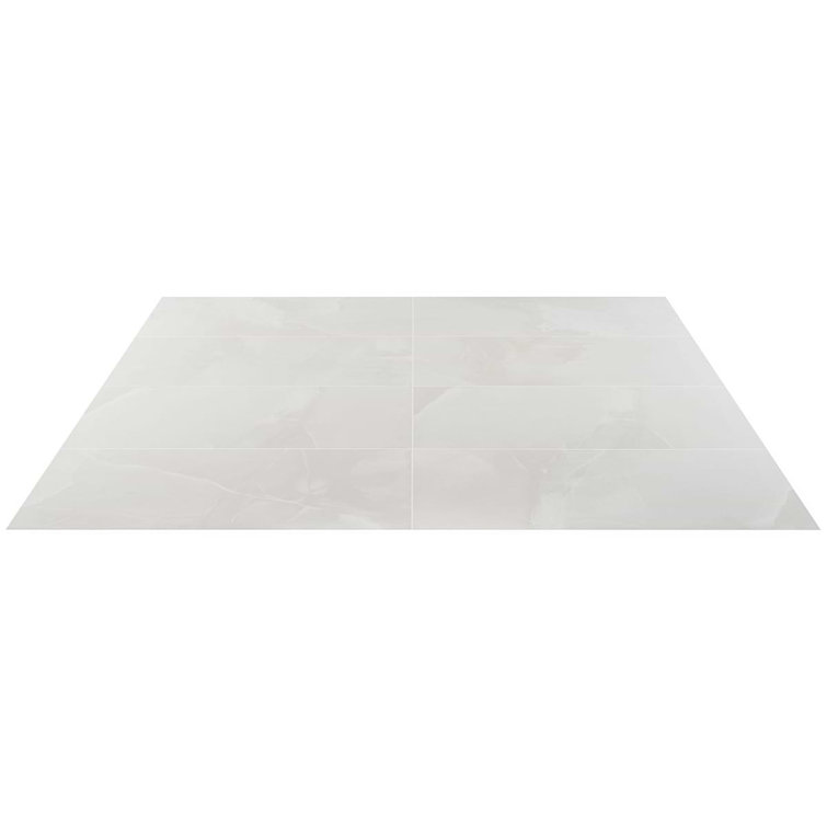 Saroshi 12" x 24" Matte White Porcelain Marble Look Tile