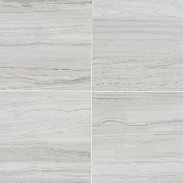 Luminus White Polished Marble Look Large Format Porcelain Tile