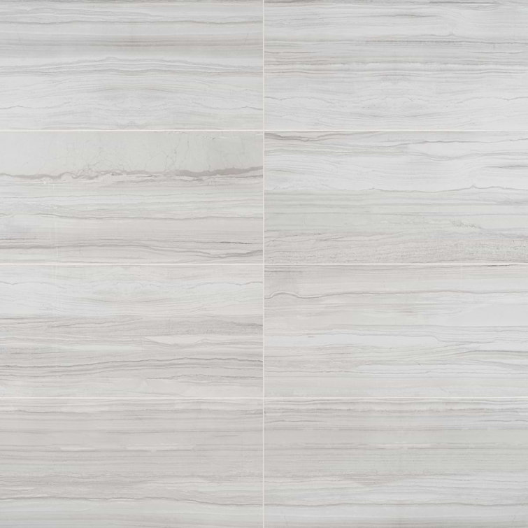 Luminus White Polished Marble Look Large Format Porcelain Tile