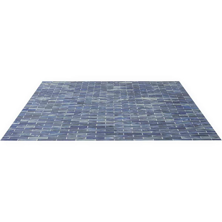 Sky Blue Polished Glass Mosaic Wall Tile 12-in x 12-in