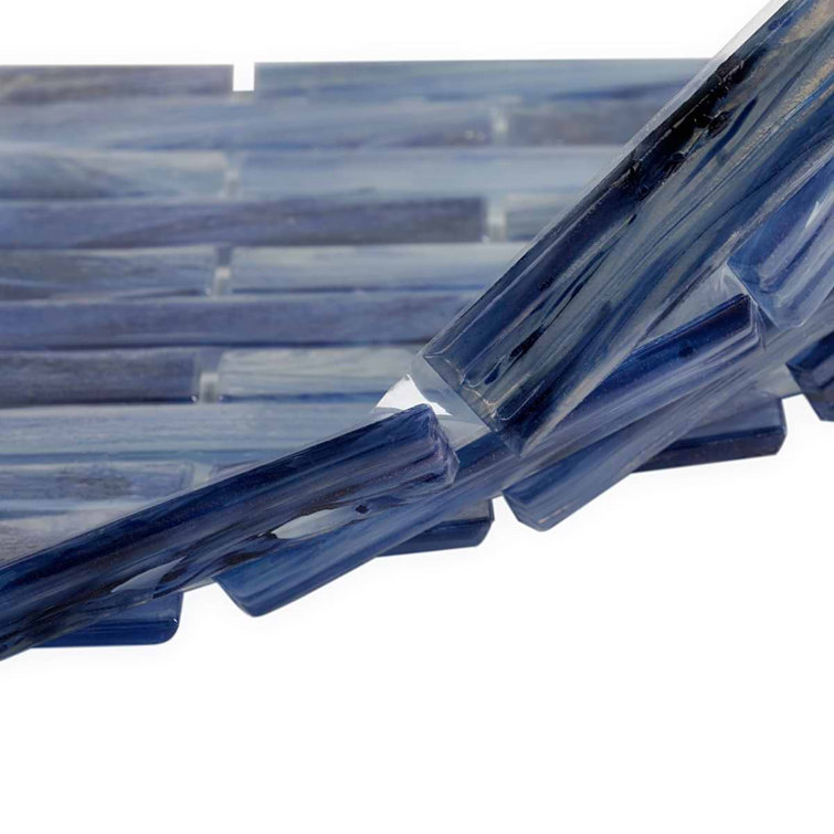 Sky Blue Polished Glass Mosaic Wall Tile 12-in x 12-in