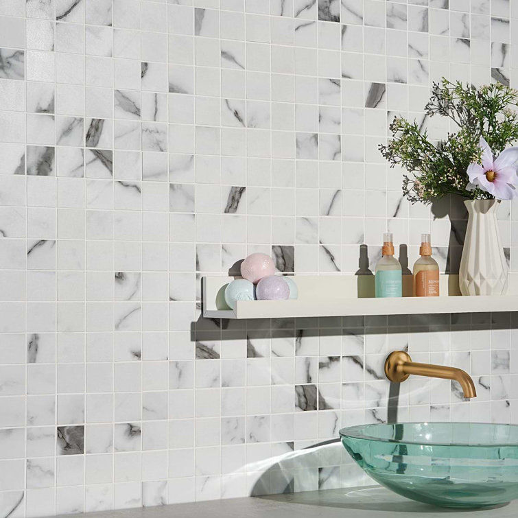 Statuario Valley Matte Porcelain Mosaic Tile for Kitchen and Bathroom