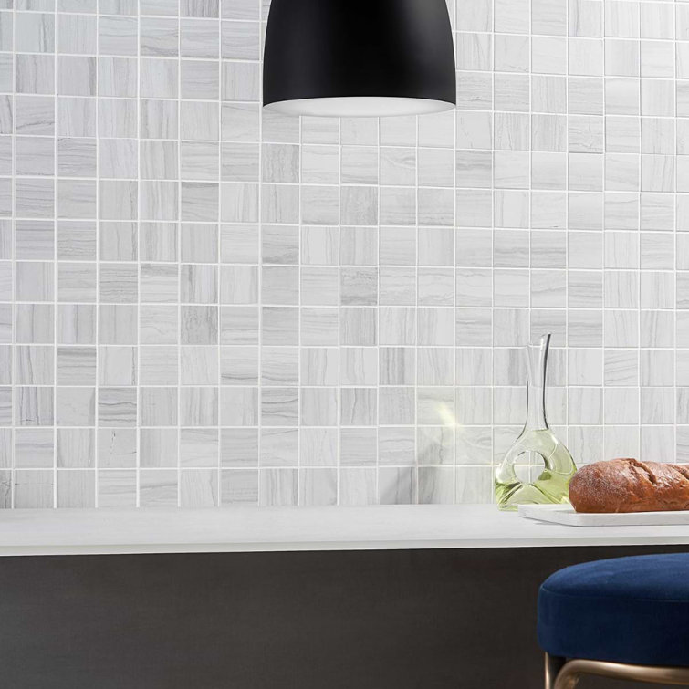 Statuario Venato Matte Porcelain Mosaic Tile Sheet for Indoor/Outdoor Use