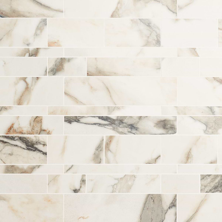 Calacatta Rustico Polished Porcelain Marble Look Mosaic Tile