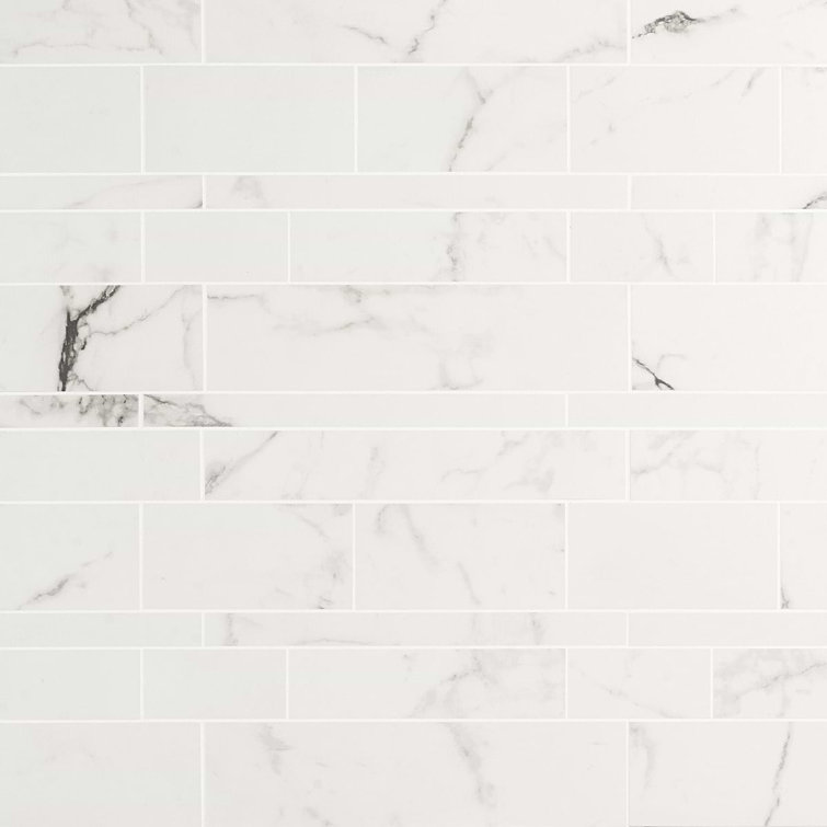Saroshi Statuario Venato Matte Porcelain Marble Look Mosaic Tile