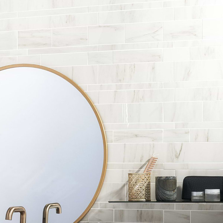 Saroshi Statuario Venato Matte Porcelain Marble Look Mosaic Tile