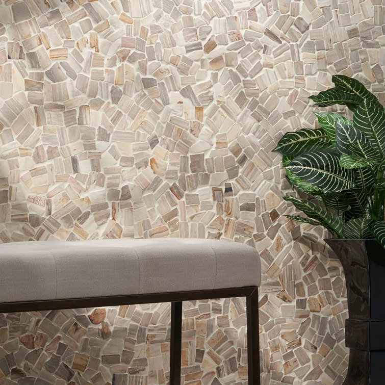 Petra Tumbled Brown Marble Mosaic Tile 12" x 12"