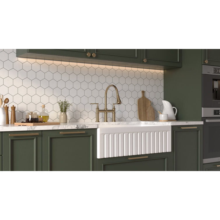 White Fireclay 36'' Single Bowl Farmhouse Kitchen Sink