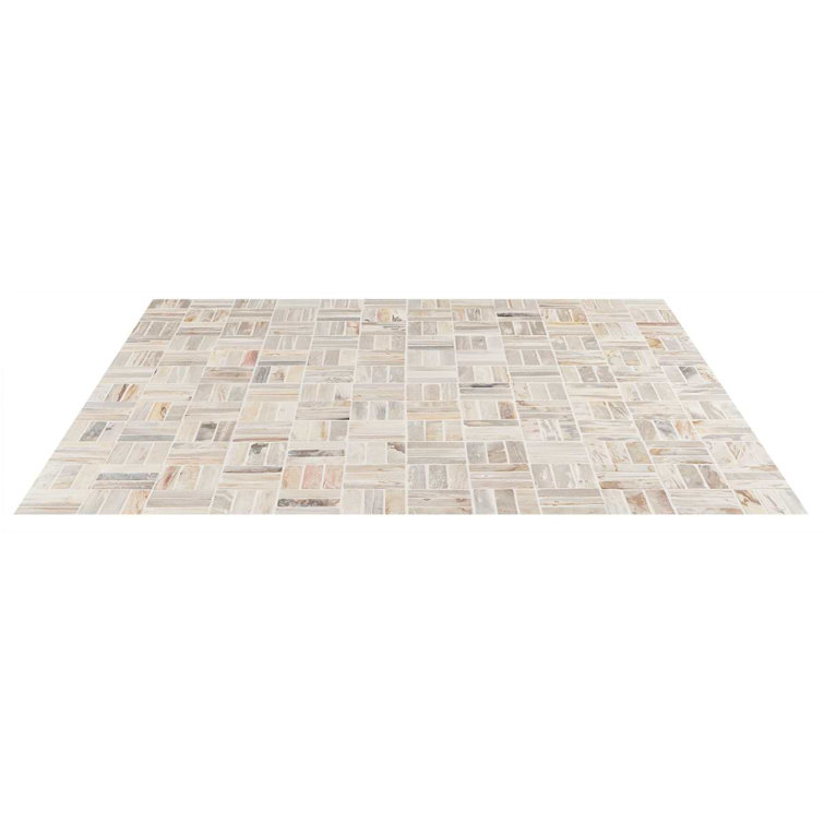 Petra Basketweave Brown Marble Mosaic Tile 12" x 12"