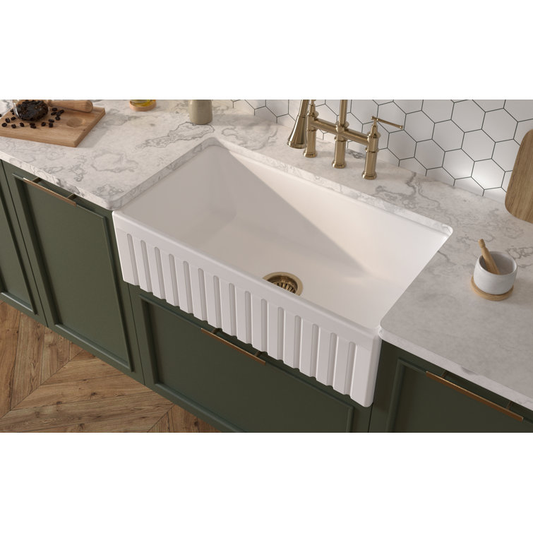 White Fireclay 36'' Single Bowl Farmhouse Kitchen Sink