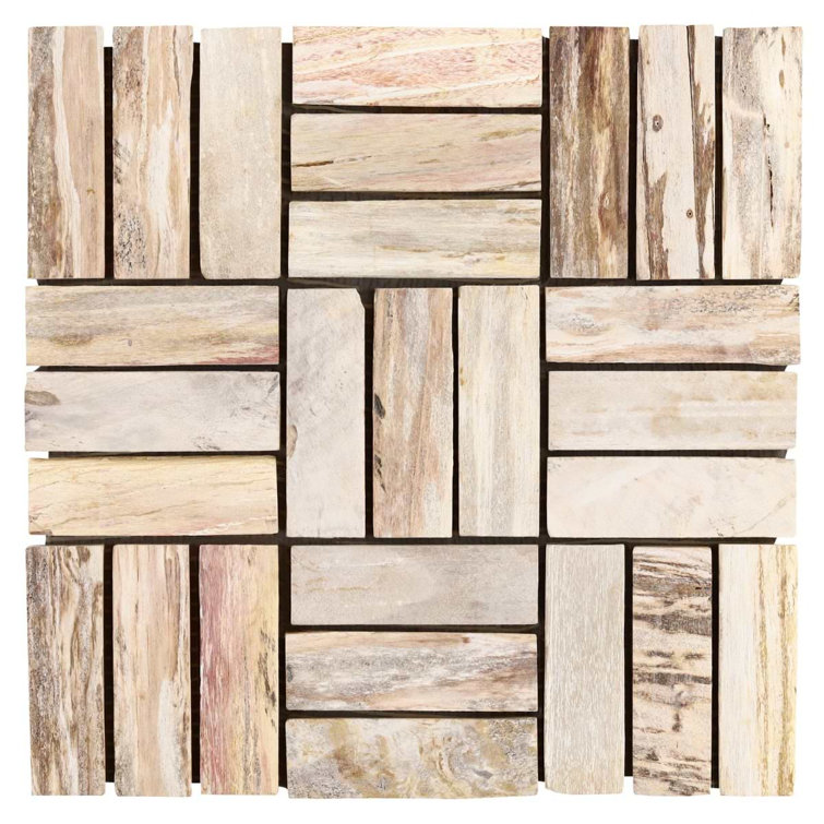 Petra Basketweave Brown Marble Mosaic Tile 12" x 12"