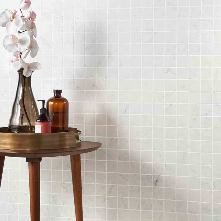 Statuario Venato Matte Porcelain Mosaic Tile Sheet for Indoor/Outdoor Use