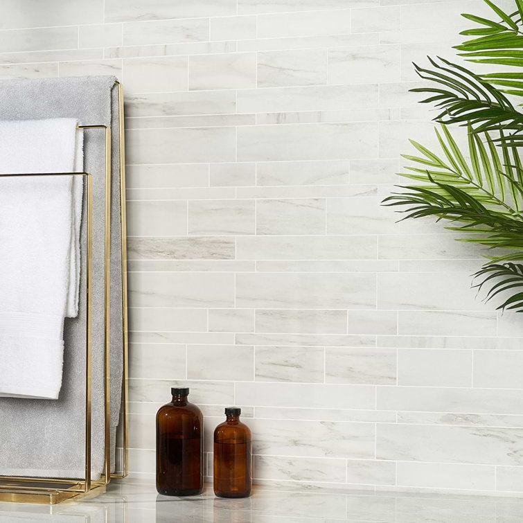 Saroshi Statuario Venato Matte Porcelain Marble Look Mosaic Tile